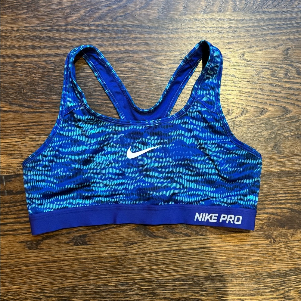 Blue pattern Nike pro sports bra